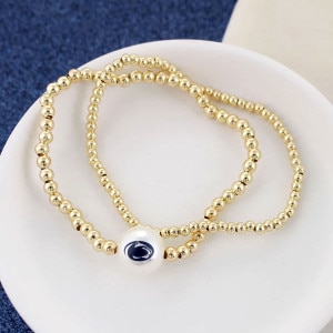 bracelet pearl Penn State Athletic Logo stretch gold beads view 1